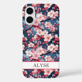 Cherry Blossoms Japanese Sakura Monogrammed iPhone 16ケース