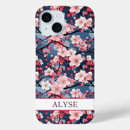 Cherry Blossoms Japanese Sakura Monogrammed Case-Mate iPhoneケース (裏面)