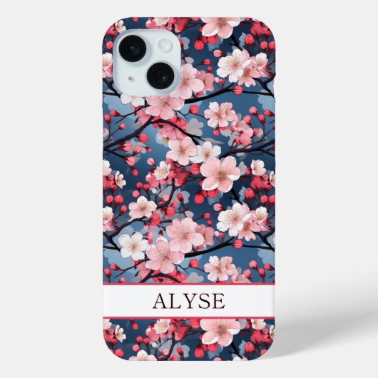 Cherry Blossoms Japanese Sakura Monogrammed Case-Mate iPhoneケース (裏面)