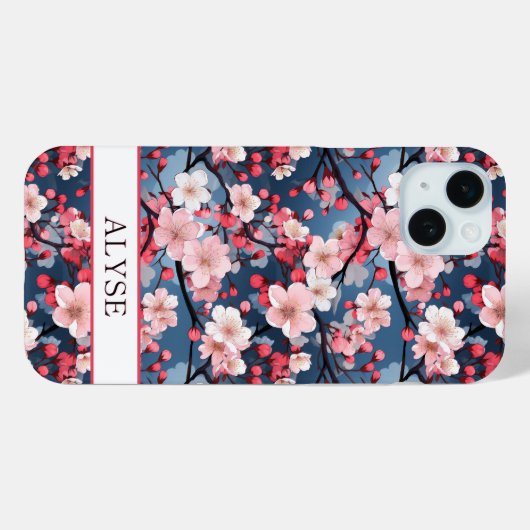 Cherry Blossoms Japanese Sakura Monogrammed Case-Mate iPhoneケース (裏面 (横))