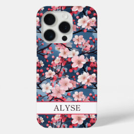 Cherry Blossoms Japanese Sakura Monogrammed iPhone 15 Proケース