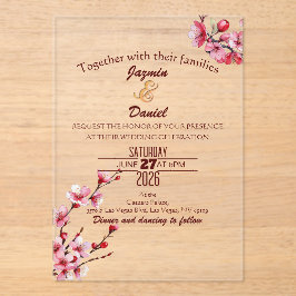 Cherry Blossoms Pastel Clear Pink  Invitation アクリル招待状