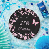 Cherry Blossoms Pink Black Custom ペーパープレート (パーティー)