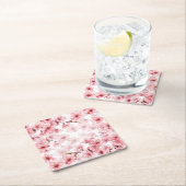 Cherry Blossoms Pink White Custom スクエアペーパーコースター (インサイチュ)