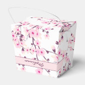 Cherry Blossoms Pink White Floral Add Name フェイバーボックス (裏面サイド)