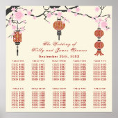 Cherry  Blossoms & Red Lanterns | Seating Chart ポスター (正面)