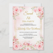  Cherry Blossoms Rose Gold Butterflies Sweet 16  招待状 (正面)