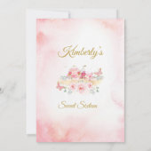  Cherry Blossoms Rose Gold Butterflies Sweet 16  招待状 (裏面)