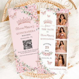 Cherry Blossoms Rose Gold Photo Booth Quinceanera  セーブザデート