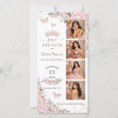 Cherry Blossoms Rose Gold Photo Booth Quinceanera セーブザデート (正面)