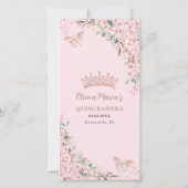 Cherry Blossoms Rose Gold Photo Booth Quinceanera セーブザデート (裏面)