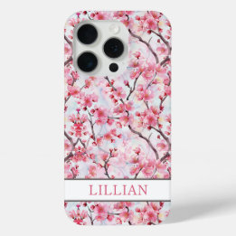 Cherry Blossoms Sakura Monogrammed iPhone 15 Proケース