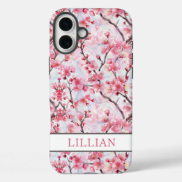 Cherry Blossoms Sakura Monogrammed iPhone 16 Plusケース