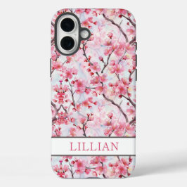 Cherry Blossoms Sakura Monogrammed iPhone 16 Plusケース