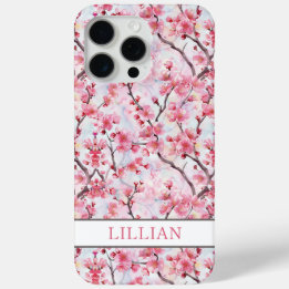 Cherry Blossoms Sakura Monogrammed iPhone 15 Pro Maxケース