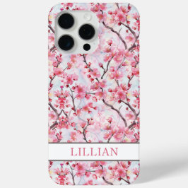 Cherry Blossoms Sakura Monogrammed iPhone 15 Pro Maxケース