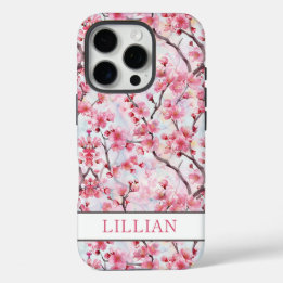 Cherry Blossoms Sakura Monogrammed iPhone 16 Proケース