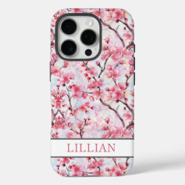 Cherry Blossoms Sakura Monogrammed iPhone 16 Proケース
