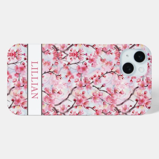 Cherry Blossoms Sakura Monogrammed Case-Mate iPhoneケース (裏面 (横))