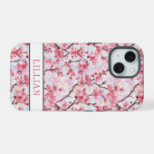 Cherry Blossoms Sakura Monogrammed iPhone 15ケース (裏面横)