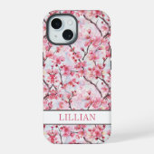 Cherry Blossoms Sakura Monogrammed iPhone 15ケース (裏面)