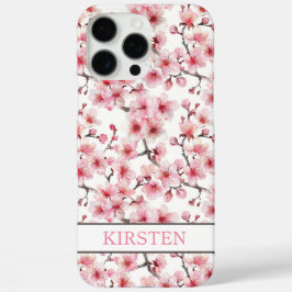Cherry Blossoms Sakura Pattern Monogrammed iPhone 16 Pro Maxケース