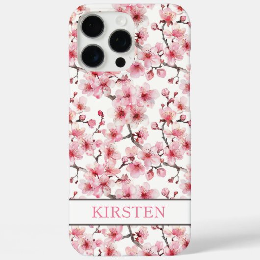 Cherry Blossoms Sakura Pattern Monogrammed Case-Mate iPhoneケース (裏面)