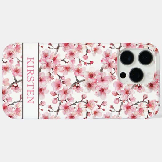 Cherry Blossoms Sakura Pattern Monogrammed Case-Mate iPhoneケース (裏面 (横))