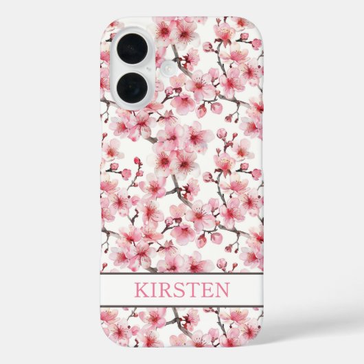 Cherry Blossoms Sakura Pattern Monogrammed Case-Mate iPhoneケース (裏面)