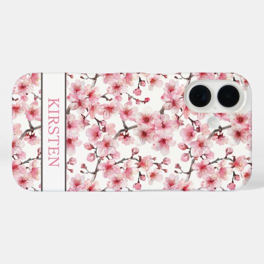 Cherry Blossoms Sakura Pattern Monogrammed Case-Mate iPhoneケース (裏面 (横))