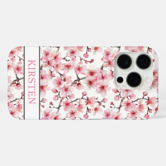 Cherry Blossoms Sakura Pattern Monogrammed Case-Mate iPhoneケース (裏面 (横))