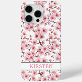 Cherry Blossoms Sakura Pattern Monogrammed iPhone 15 Pro Maxケース