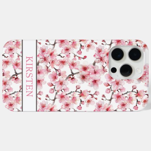Cherry Blossoms Sakura Pattern Monogrammed Case-Mate iPhoneケース (裏面 (横))