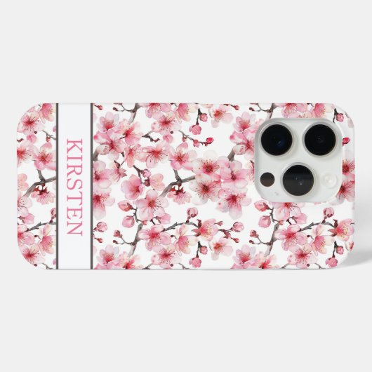 Cherry Blossoms Sakura Pattern Monogrammed Case-Mate iPhoneケース (裏面 (横))