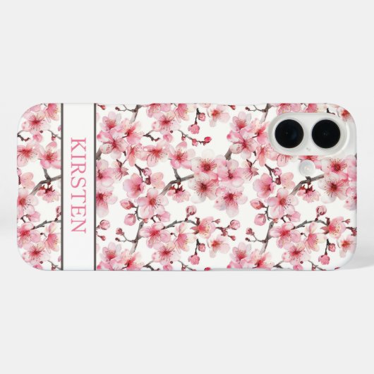 Cherry Blossoms Sakura Pattern Monogrammed Case-Mate iPhoneケース (裏面 (横))