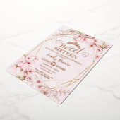 Cherry Blossoms Sakura Pink Sweet 16 Rose Gold  箔招待状 (回転した状態)