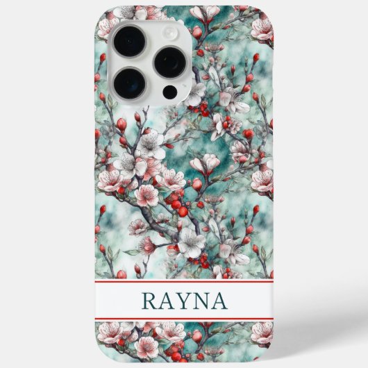 Cherry Blossoms Sakura Print Monogrammed Case-Mate iPhoneケース (裏面)