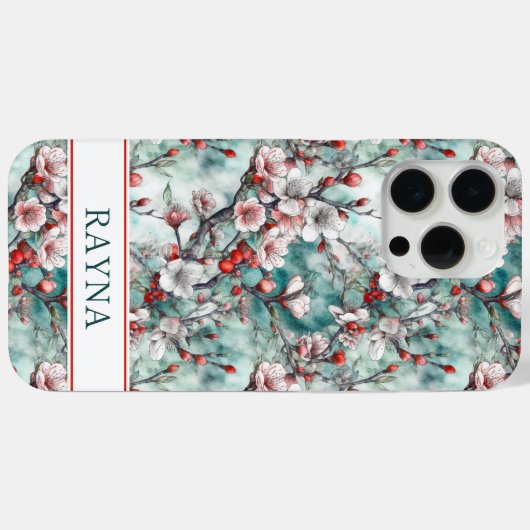 Cherry Blossoms Sakura Print Monogrammed Case-Mate iPhoneケース (裏面 (横))