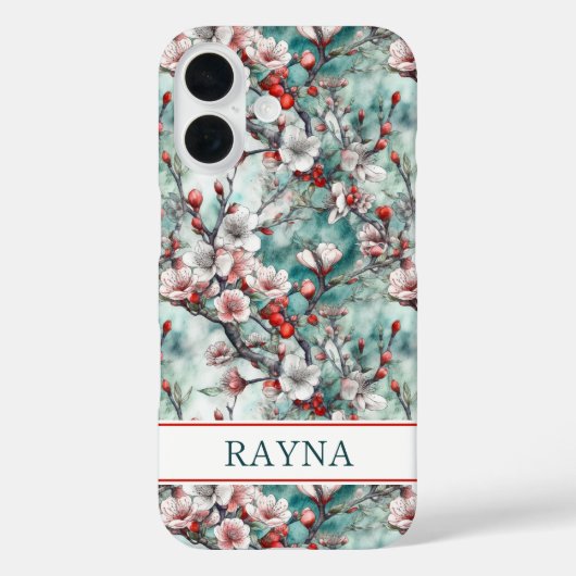 Cherry Blossoms Sakura Print Monogrammed Case-Mate iPhoneケース (裏面)