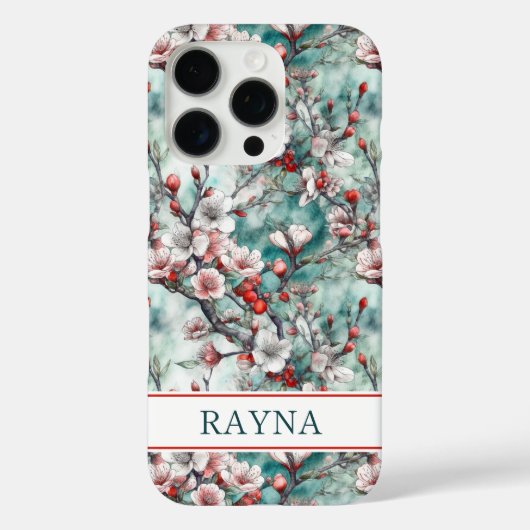 Cherry Blossoms Sakura Print Monogrammed Case-Mate iPhoneケース (裏面)