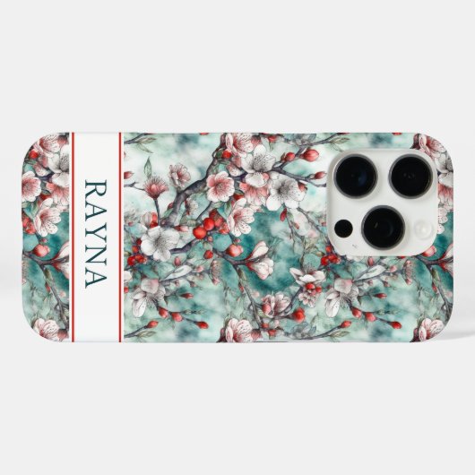 Cherry Blossoms Sakura Print Monogrammed Case-Mate iPhoneケース (裏面 (横))