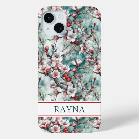 Cherry Blossoms Sakura Print Monogrammed Case-Mate iPhoneケース (裏面)