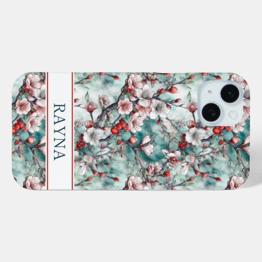 Cherry Blossoms Sakura Print Monogrammed Case-Mate iPhoneケース (裏面 (横))