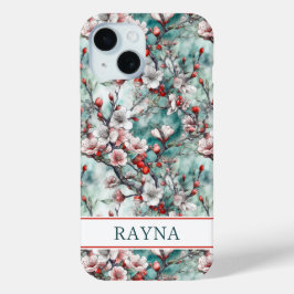 Cherry Blossoms Sakura Print Monogrammed iPhone 15ケース