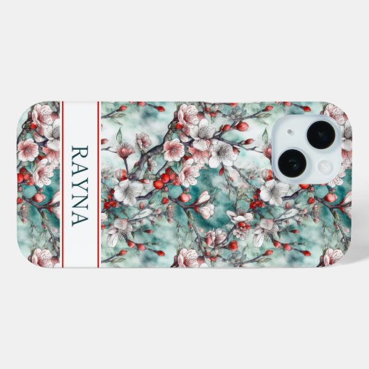Cherry Blossoms Sakura Print Monogrammed Case-Mate iPhoneケース (裏面 (横))