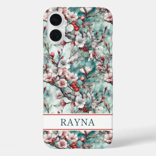 Cherry Blossoms Sakura Print Monogrammed Case-Mate iPhoneケース (裏面)