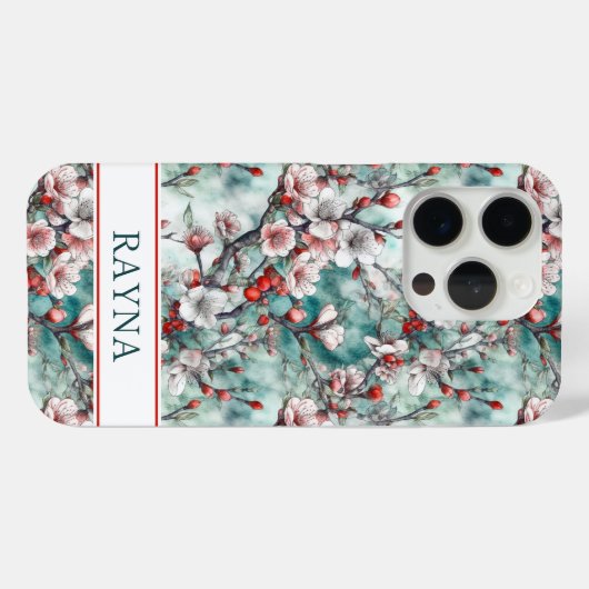 Cherry Blossoms Sakura Print Monogrammed Case-Mate iPhoneケース (裏面 (横))