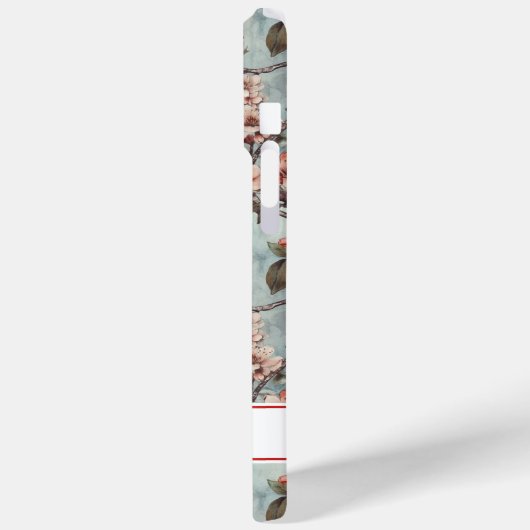 Cherry Blossoms Teal Sakura Print Monogrammed Case-Mate iPhoneケース (裏面 / 左)