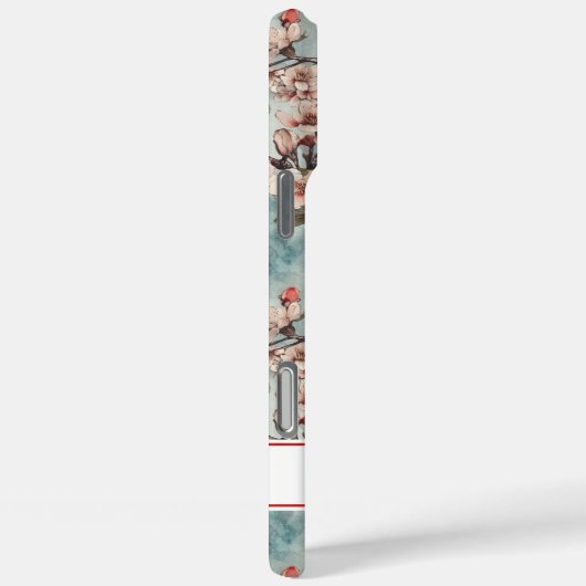 Cherry Blossoms Teal Sakura Print Monogrammed Case-Mate iPhoneケース (裏面 / 右)