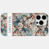Cherry Blossoms Teal Sakura Print Monogrammed Case-Mate iPhoneケース (裏面 (横))